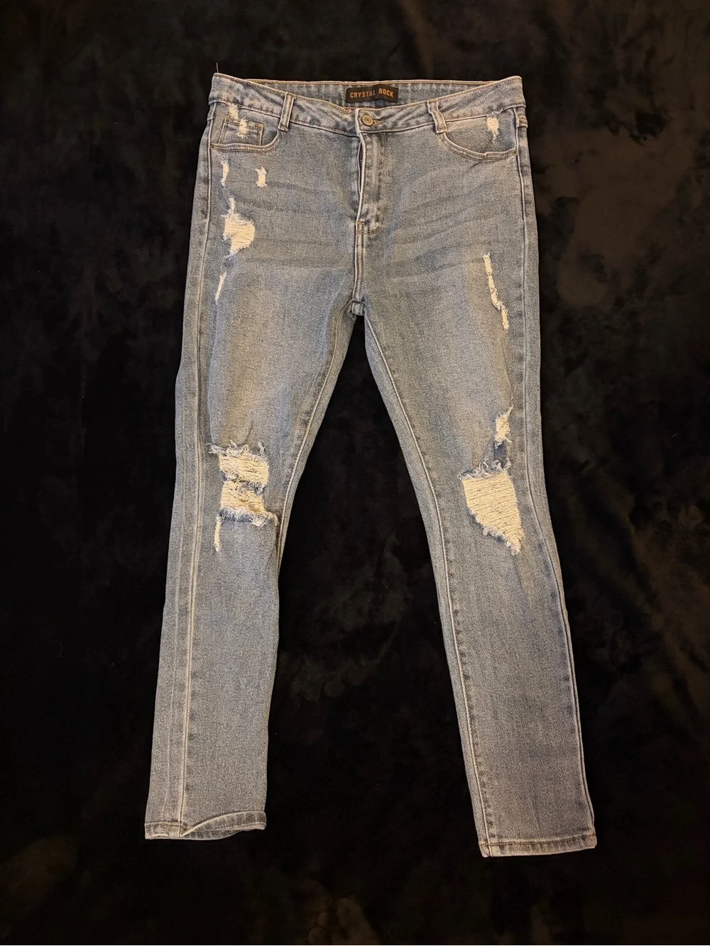 Crystal Rock Distressed Straight Leg Jeans – Juniors Size 15